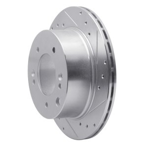 Kia Sorento Brake Rotor (1) - Rear Right - R1 Concepts - Drilled & Slotted - Silver - `03-`06